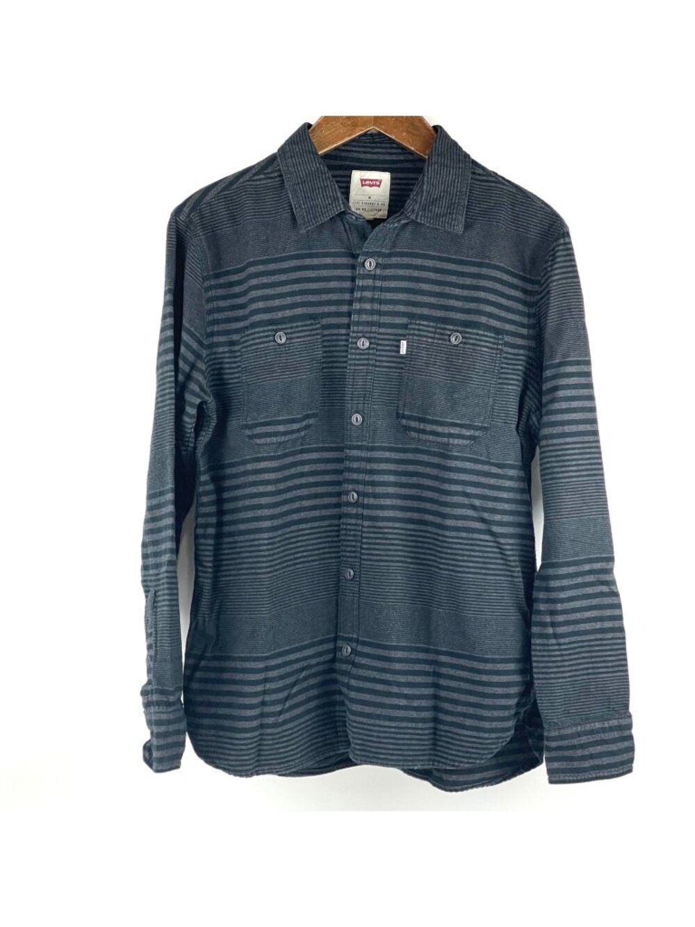Levi's Mens Button Down Shirt Black and Gray Stripes Size M